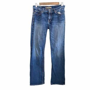 BKE Buckle Women's Drew Boot Leg Contrast Stitch Medium Wash Jeans Size 27 31.5